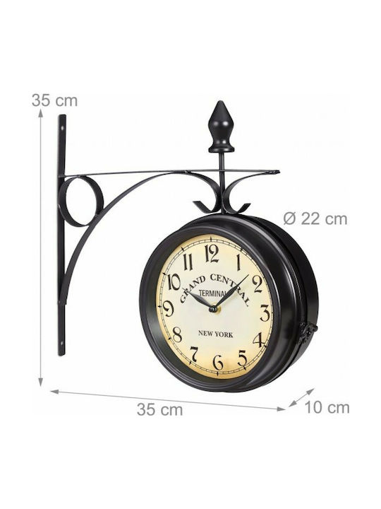 Relaxdays Vintage Двустранен Античен стенен часовник Металик Черно 22x22см