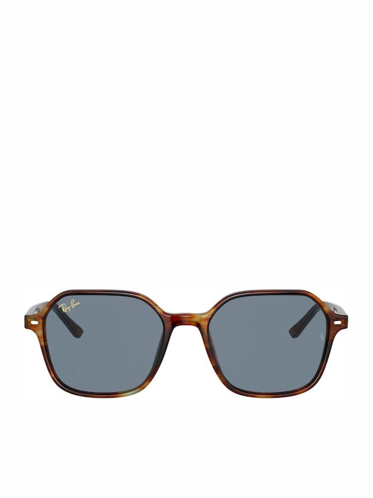 Ray Ban John Унисекс Слънчеви очила с Кафяв Костенурка Рамка и Син Леща