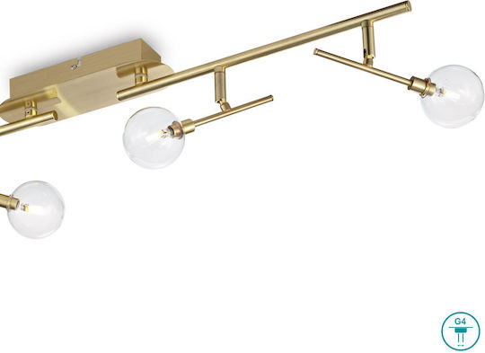 Ideal Lux Maracas PL4 Σποτ με 4 Φώτα και με Ντουί G4 σε Χρυσό Χρώμα