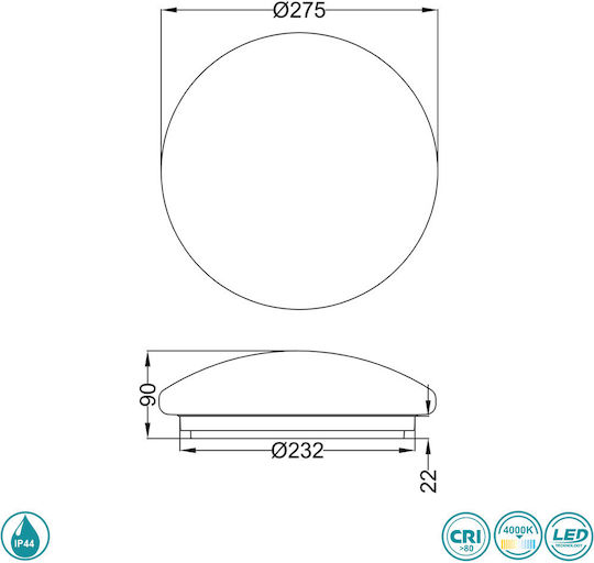 Trio Lighting Achat Rund Draußen LED Panel 11.5W mit Natürliches Weiß Licht 4000K