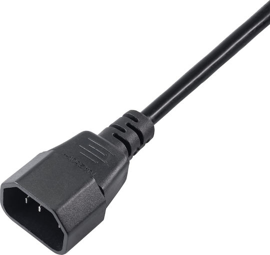 Akyga IEC C13 - IEC C14 Cable 1.8m Μαύρο AK-PC-03A