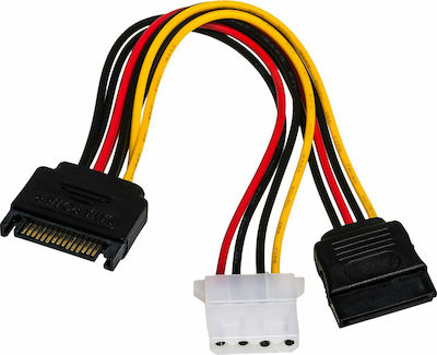 Akyga Molex female & Sata female - Sata female Cable 0.15m (AK-CA-32)