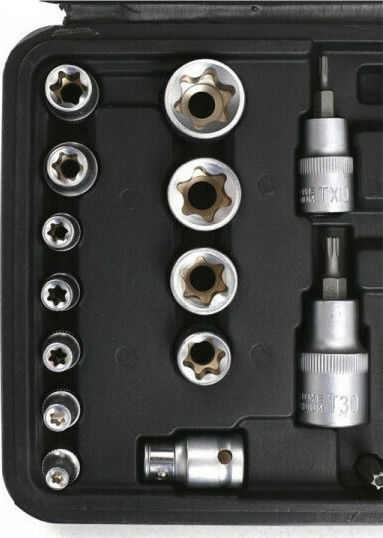 Kraft & Dele Set Torx și biți Căpăcei Torx cu Patrat de Prindere 1/4", 1/2" Set 30buc
