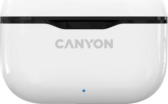 Canyon CNE-CBTHS3W In-ear Bluetooth Handsfree Ακουστικά με Αντοχή στον Ιδρώτα και Θήκη Φόρτισης Λευκά