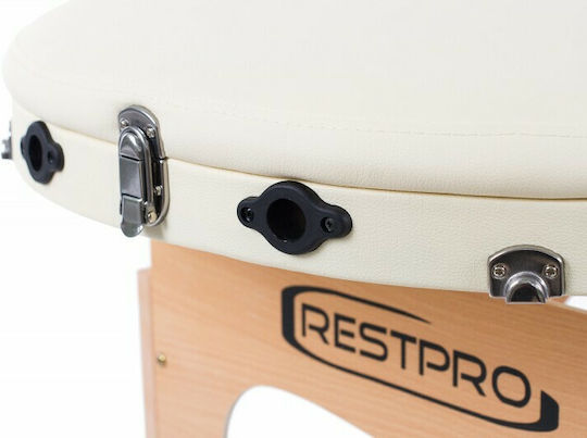 Rest Pro Classic Oval 3 Wooden Portable/Folding Ecru Massage and Physiotherapy Bed 192x71cm