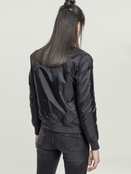 Women's Short Bomber Jacket for Winter Black