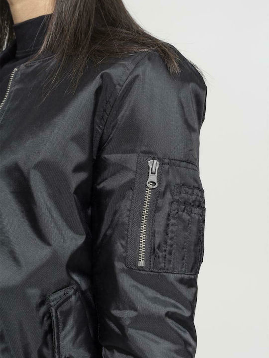 Women's Short Bomber Jacket for Winter Black