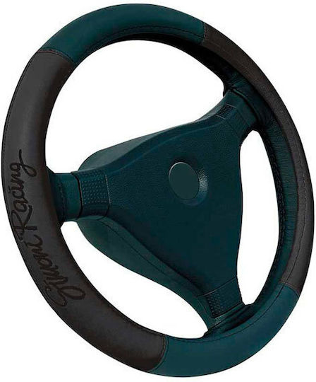 Simoni Racing Κάλυμμα Τιμονιού Αυτοκινήτου Trophy 1 με Διάμετρο 37-39εκ. Δερμάτινο Μαύρο