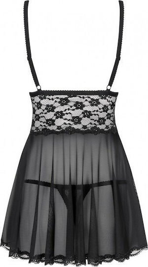 Obsessive Letica Airy Babydoll & Thong Set Sexy Babydoll mit Spitze Schwarz