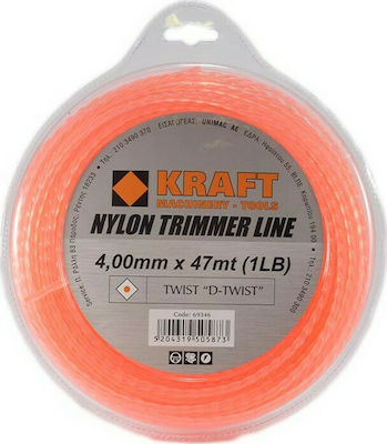 Kraft D-Twist Μεσινέζα Τετράγωνη Στριφτή Μήκους 47m και Πάχους 4mm