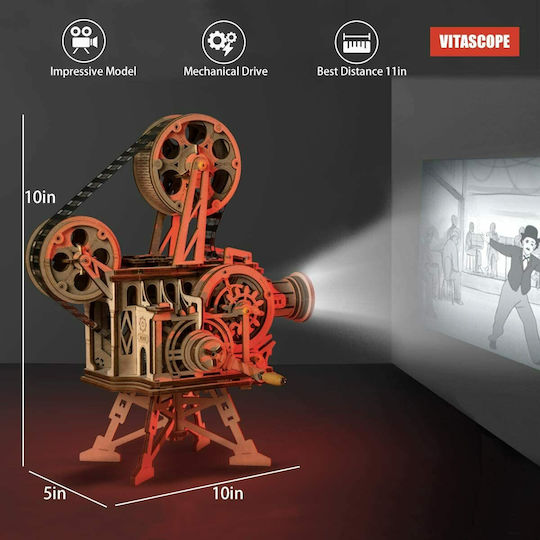 Robotime Παιχνίδι Κατασκευών Ξύλινo Vitascope Mechanical Movie Projector Kit για Παιδιά 12+ Ετών