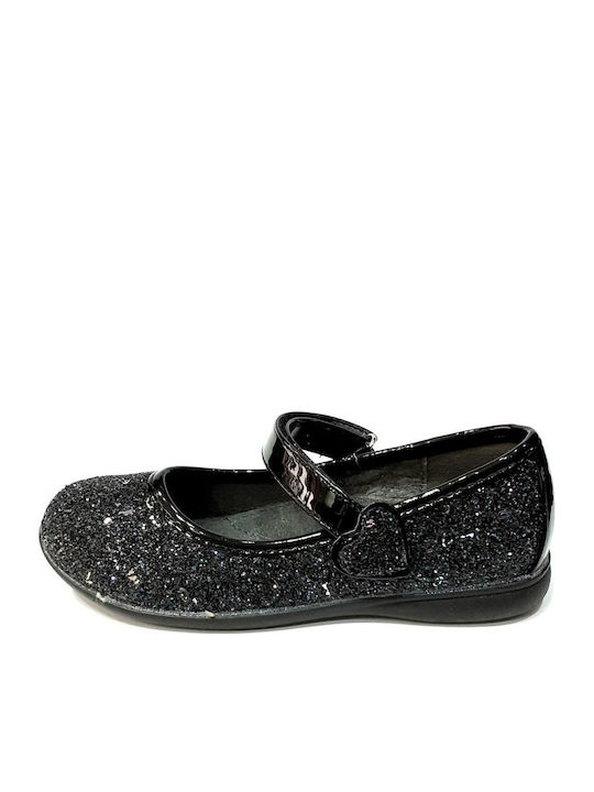 Kids Ballerinas Gioula 14 with Hoop & Loop Closure Black