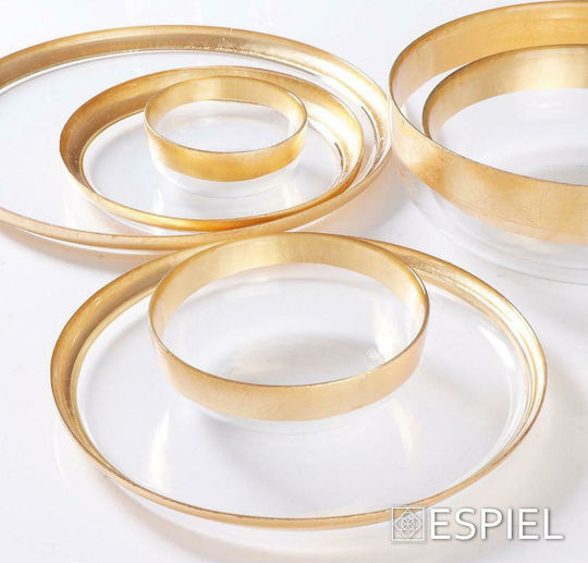 Espiel Leona Διακοσμητική Πιατέλα Στρογγυλή Γυάλινη Χρυσή 21x21x2εκ.