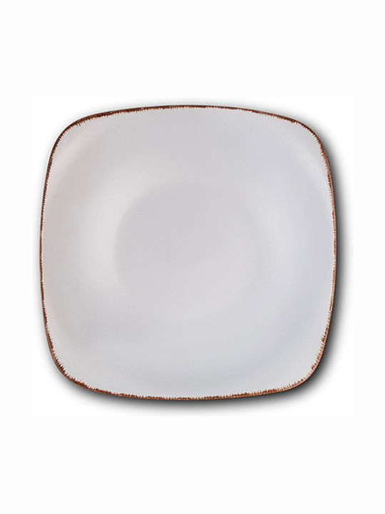 Nava White Sugar Plate Soup Square Ceramic White 22.5x22.5cm