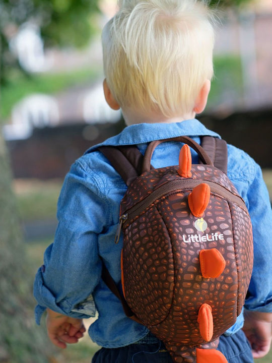 Littlelife Δεινόσαυρος Σχολική Τσάντα Πλάτης Νηπιαγωγείου Καφέ 6lt
