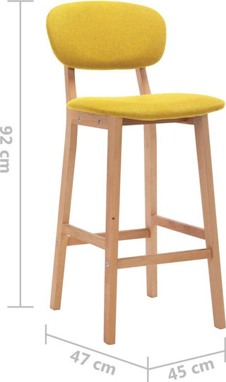 Stool Bar with Backrest Upholstered with Fabric Yellow Mustard 2pcs 45x47x92cm