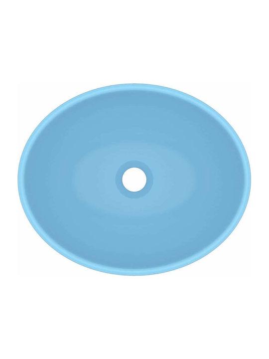 vidaXL Aufgesetztes Waschbecken Keramik 40x33x13.5cm Hellblau