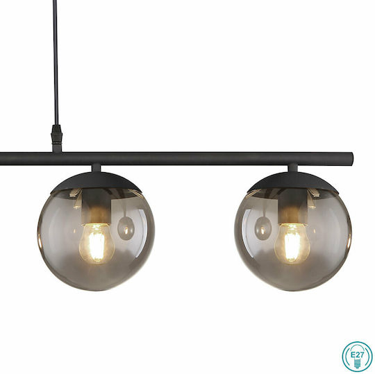 Globo Lighting Blama Pendant Light Black Rail for 4 Bulbs E27 90x15x120cm