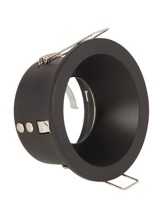 VK Lighting Στρογγυλό Μεταλλικό Χωνευτό Σποτ με Ντουί GU5.3 Μαύρο 8.5x8.5εκ. 1τμχ