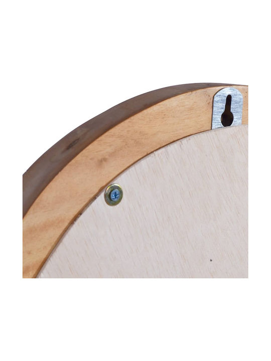 vidaXL Wall Mirror with Coffee Wooden Frame Diameter 60cm 1pcs
