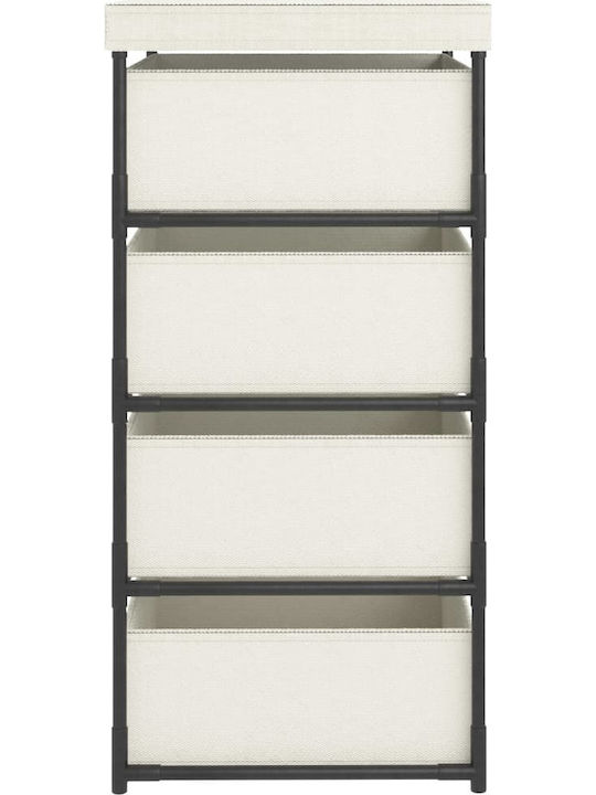 Storage Shelf Unit Made of Metal and Fabric with 4 Drawers M45xW38xH80cm