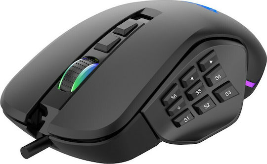 Aula Fire Η510 RGB Gaming Ποντίκι 10000 DPI Μαύρο