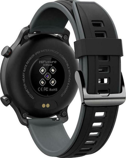 HiFuture HiWave Aluminium Smartwatch mit Pulsmesser (Schwarz)