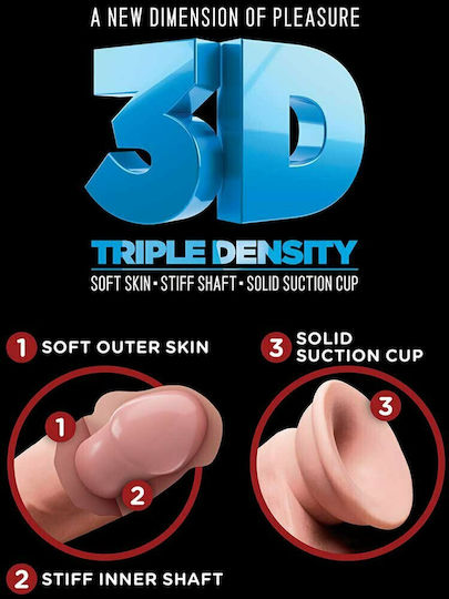 King Cock Triple Density Ρεαλιστικό Dildo με Όρχεις και Βεντούζα Flesh 19cm