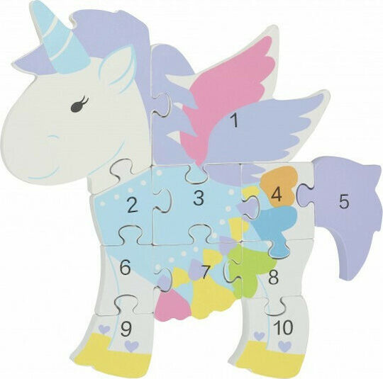 Ξύλινο Παιδικό Puzzle Unicorn Number για 1+ Ετών 11pcs Orange Tree Toys