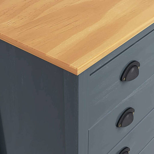 Hill Chest of Drawers of Solid Wood with 5 Drawers Grey 79x40x80cm