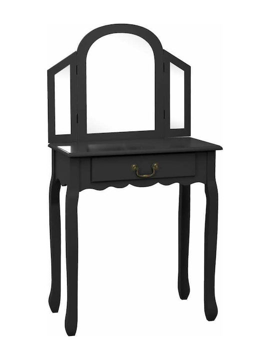 Wooden Makeup Dressing Table Black with Mirror 65x36x128cm