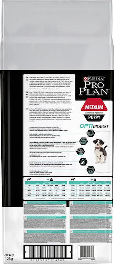 Pro Plan OpitDigest 12кг Суха Храна без Зърнени храни за Кученца от Средни Породи с Агнешко