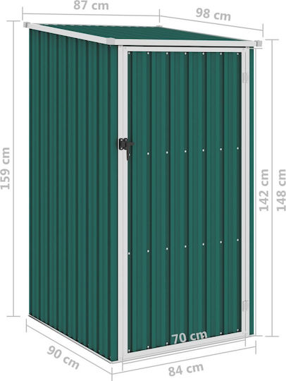 Metallic Garden Shed Galvanized Green L0.87xW0.98xH1.59m