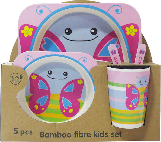 Fiko Σετ Φαγητού Πεταλουδίτσα από Bamboo Πολύχρωμο 5τμχ