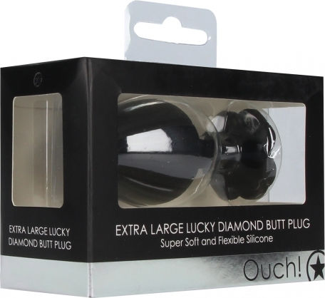 Shots Ouch Extra Large Lucky Diamond Butt Plug Анална тапа XLarge Black 9.6см