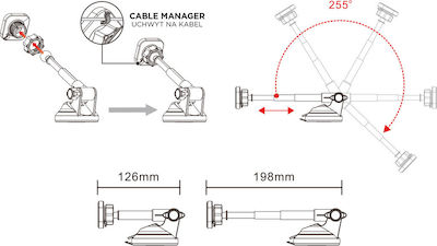 AMiO Handyhalterung Auto Hold14 Magnetisch mit klappbarem Arm bis zu 198mm mit Magnet Schwarz