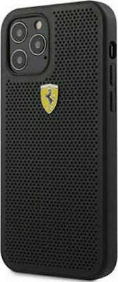 Ferrari Perforated Plastic Back Cover Black (iPhone 12 / 12 Pro)