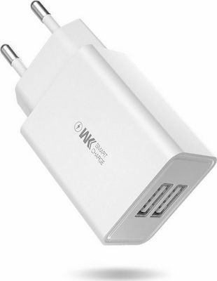 WK Charger with 2 USB-A Ports and Cable micro USB Whites (WP-U56)