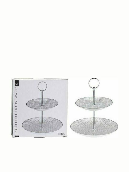 Excellent Houseware Ceramic Dessert Tower Stand with 2 Tiers Gray Ø20cm