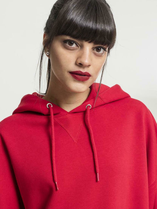 Long Women's Sweatshirt Hooded Red