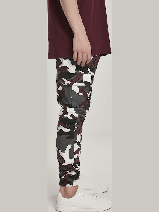 Trousers Cargo Elastic in Regular Fit Camo Wine