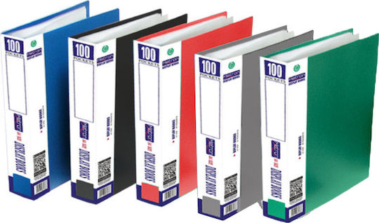 Metron Clipboard Flexible with 100 plastic sleeves Slides for Paper A4 Blue 1pcs
