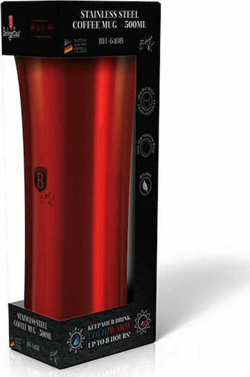 Berlinger Haus Steel Coffee Mug Glass Thermos Stainless Steel 500ml Burgundy with Mouthpiece
