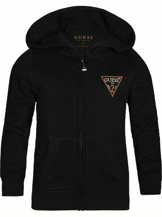 Guess Boys Hooded Sweatshirt with Zipper Black