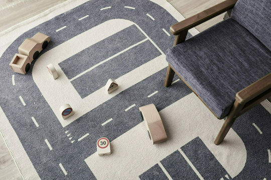 Kids Concept Aiden Παιδικό Χαλί Αυτοκινητόδρομος Βαμβακερό Μπεζ 90x130cm