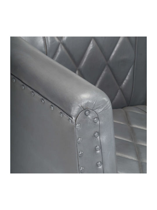 Sessel aus echtem Leder Grey 60x57x64cm
