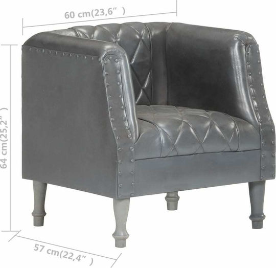 Sessel aus echtem Leder Grey 60x57x64cm