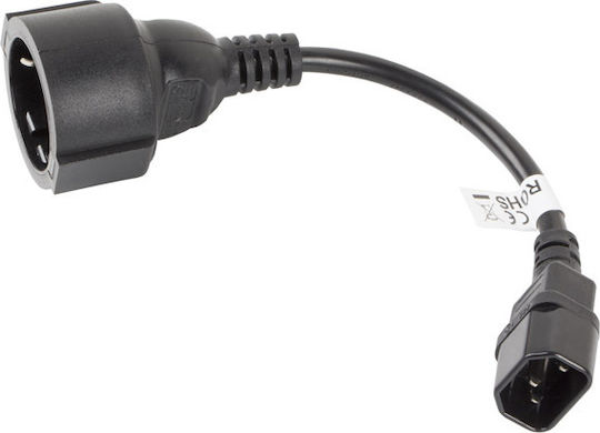 Lanberg Schuko - IEC C14 Cable 0.18m Black (CA-C14E-10CC-0018-BK)