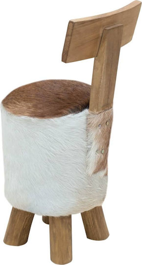 Табуретка Дневна стая с гръбнак Облечено с кожа White / Brown 30x30x70бр