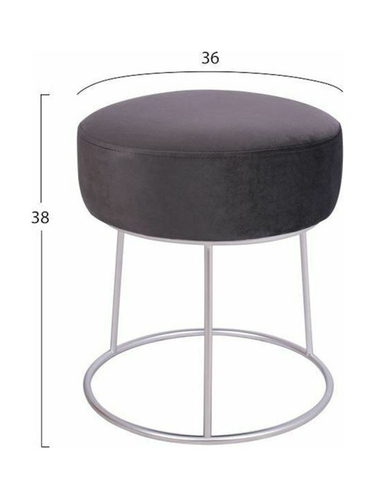 Living Room Stool Padded with Velvet Ασημί - Γκρι 36x36x38cm